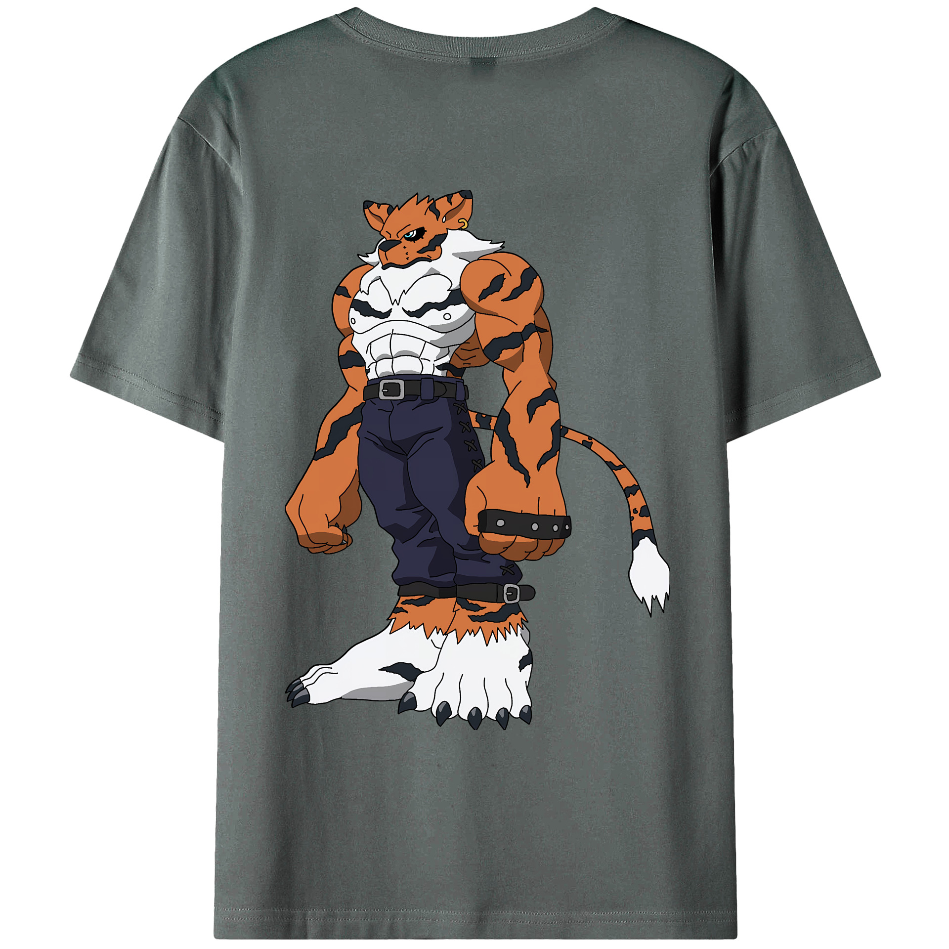 （画像用） Digimon デジタルモンスター/デジモン 綿100％ メンズ半袖Tシャツ（バックプリント） 通気性